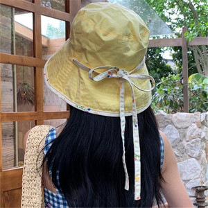 Sombrero de pescador plegable con estampado floral para mujer, sombrero de lona de algodón con protección solar para uso en exteriores en primavera y verano - Product Image 3