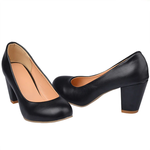 Punta tonda <span class=keywords><strong>7</strong></span> <span class=keywords><strong>cm</strong></span> scarpe da lavoro da <span class=keywords><strong>donna</strong></span> stile casual che allatta tacchi alti grossi con materiale PU - Product Image 6