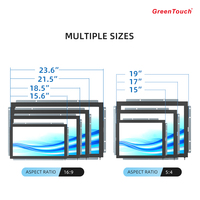 GreenTouch, monitor de pantalla táctil industrial Full HD de 15,6 pulgadas, pantalla táctil IR para máquina de autoservicio, quiosco, señalización digital