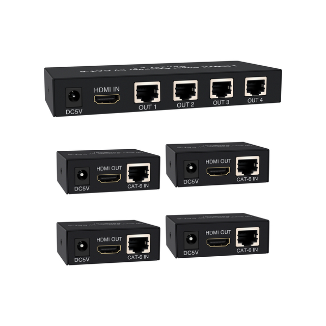 Tonli 60m for Extender 1 Input 4 Ethernet Outputs for Splitters Cat5e/Cat6 Metal 1080P No Delay