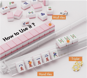 Fichas de Mahjong de Acrílico Morado de Lujo, <span class=keywords><strong>Serie</strong></span> Carta de Amor Grabada de 4 Capas, Diseño de Flores Coloridas, Resistentes al Agua, para Entretenimiento - Product Image 4