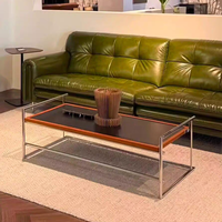 Table basse Bauhaus pour salon, petit espace, table à thé multifonctionnelle, design rétro, bois massif, acier inoxydable, table centrale