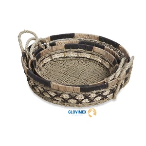 Meilleur choix de design, plateaux de service et de rangement en jonc de mer et en jute, ensemble de plateaux de service de table, vente en gros, bon prix, décorations pour la maison - Product Image 1