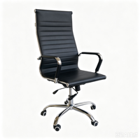 Chaise de bureau exécutive à dossier haut en cuir PU rayé, avec cadre en métal chromé, réglable en hauteur et pivotante, vente en gros d'usine