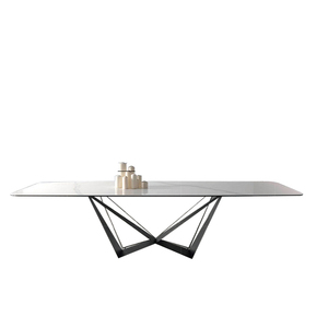 Thiết Kế Mới Nhất Nhà Máy Bán Buôn Ánh Sáng Sang Trọng Thiết Kế Lớn Màu Xám Đá Cẩm Thạch Suar Gỗ Bàn Ăn - Product Image 3