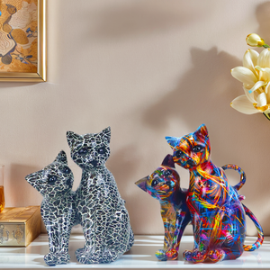 <span class=keywords><strong>Peinture</strong></span> par transfert d'eau personnalisée créative et artisanale Statues colorées de <span class=keywords><strong>chat</strong></span> en résine pour la maison, le bureau et l'hôtel. - Product Image 2