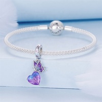 Breloque en argent 925, cœur délicat, zircone cubique, meilleur ami, ballerine, fabrication de bijoux, remise de diplôme, pendentif papillon