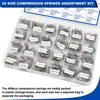 Kit de petites ressorts en spirale en acier inoxydable, 408 pièces, mini ressorts de compression pour stylo, avec 24 tailles, longueur 10-25mm