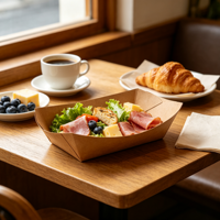 Barquettes jetables en papier kraft pour frites, ailes de poulet, idéales pour la restauration, les événements, les food trucks et les plats à emporter
