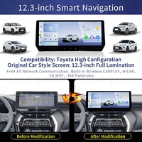 Pantalla Universal Android de 12.3 Pulgadas para Automóvil Toyota, 4GB+64GB, CarPlay Inalámbrico, Navegación GPS, Estéreo