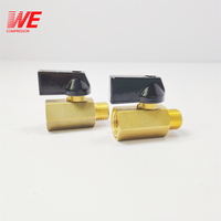 Mini vanne à bille en laiton filetée 1/8\", 1/4\", 3/8\", 1/2\" BSP mâle vers femelle, vanne d'arrêt d'huile pour compresseur d'air