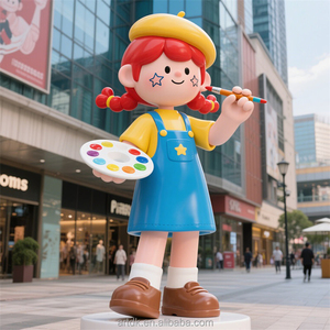 Statue géante en fibre de verre D436 représentant une artiste, grande mascotte de <span class=keywords><strong>peintre</strong></span> de dessin animé pour la décoration extérieure des centres commerciaux et des places publiques - Product Image 1