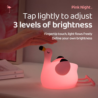 Veilleuse en silicone rechargeable à activation par clignotement, motif flamant rose, best-seller transfrontalier, lumière d'ambiance à intensité réglable avec minuteur pour selfie