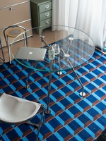 Table à manger ronde en verre de style minimaliste nordique avec pieds en métal chromé, meubles de salle à manger
