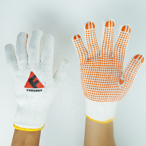 <span class=keywords><strong>Gants</strong></span> de travail tricotés en <span class=keywords><strong>coton</strong></span> <span class=keywords><strong>blanc</strong></span> à pois blanchis et PVC de calibre 10 - Product Image 5