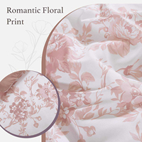 Ensemble de literie 7 pièces en coton floral personnalisé OEM ODM, 300TC, imprimé roses roses, toutes saisons, pour chambre à coucher