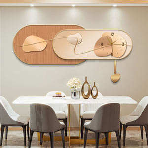 新しいデザイン抽象ホームデコレーション高級モダンアートフレームクリスタル磁器壁時計リビングルームデコレーション - Product Image 3