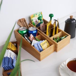 4-Section Rectangular Lacquered Snack Organizer Removable Dividers <b>Kitchen</b> Cabinet Office Countertop 2 Pack <b>Storage</b> - Product Image 3