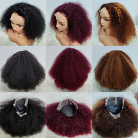 Letsfly Perruques Frontales en Dentelle 13x4 Cheveux Humains Afro Crépus Épais de Luxe Vierge Naturel Moelleux Super Plein Faciles à Porter 18 Pouces Livraison Gratuite