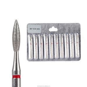 2.3*10mm Flame Shape Diamond Nail Bit Manicure <strong>Pedicure</strong> <strong>Tools</strong> for Cuticle Clean Instrument Blister Packing Nail Drill Bit - Product Image 1