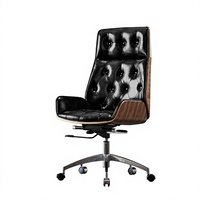 Chaise de bureau ergonomique en cuir pleine fleur, dossier haut, base en alliage d'aluminium, roulettes silencieuses en PU, design moderne et luxueux, pivotante