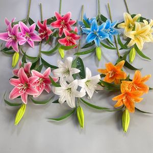 Lys artificiels à branche unique, haute simulation, pour décoration de mariage et de maison, blanc, rose, orange, bleu, violet, rouge rosé, champagne - Product Image 1