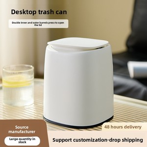 Máy tính để bàn Thùng rác có thể phòng khách phòng ngủ Hai Lớp giỏ giấy ánh sáng sang trọng đàn hồi nắp lưu trữ bin bàn <span class=keywords><strong>mini</strong></span> Thùng rác có thể - Product Image 3