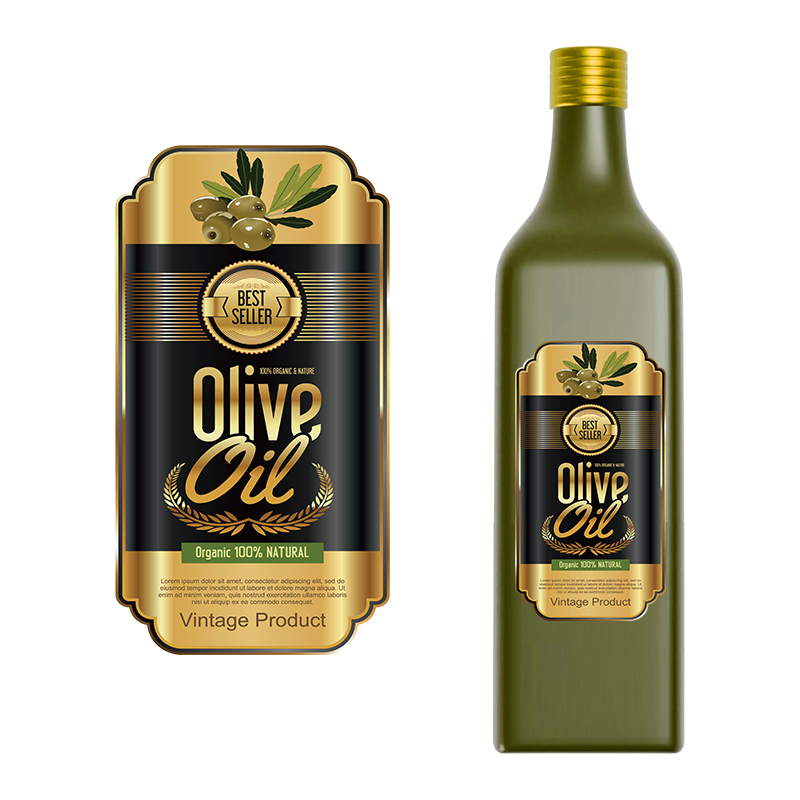 Custom Embossing Logo Stickers Roll Printing Packaging Label Adhesive Hot Stamping Gold Foil Labels for Olive Oil Bottles