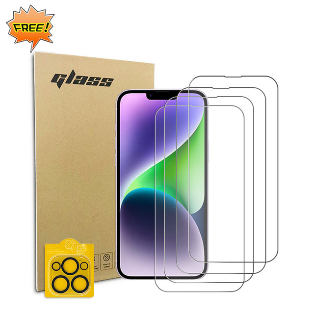 Tempered Glass Screen Protector With Transparent TPU Phone Case for Iphone 14 13 12 11 X XR 6 7 for Samsung Galaxy S23