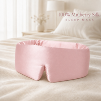 19 22mm Logo Kustom Tidak Beracun Sutra Polos Berbobot Dua Sisi Masker Mata Tidur Bernapas dari Sutra Mulberry dengan Velcro