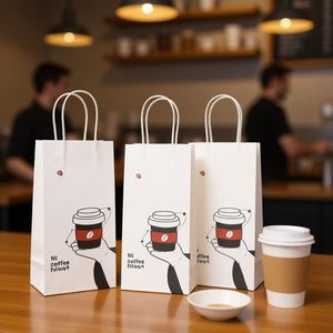 Bolsas de Papel con Fondo Cuadrado Personalizadas por el Fabricante Chino para Llevar Comida de Café y Restaurantes con Logotipo - Product Image 5