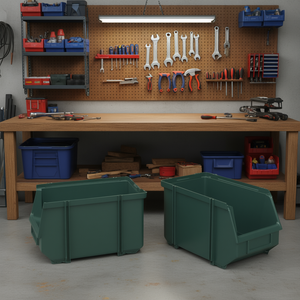 TTAKE Combo Box Container Tool <b>Storage</b> <b>Bin</b> 12x8x6 Inches Green <b>Plastic</b> Organizing <b>Bin</b> For Workshop Garage Use - Product Image 3