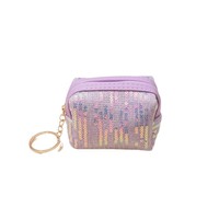 Haute valeur court cosmétique et stockage vent portefeuille nouvelles paillettes brodées mignon Portable avec fermeture à glissière en gros
