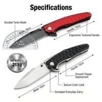 Couteau utilitaire pliant robuste de 22 cm avec lame à pointe dentelée, manche texturé G10, pour activités de plein air, chasse, outil de poche, bricolage, OEM