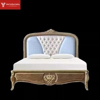 Lit en bois massif de style rétro français Versailles, lit double, lit de chambre principale, lit de villa, grand lit, lit de luxe