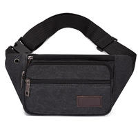 Sac banane unisexe en toile pour sports de plein air, avec fermeture éclair, grande capacité, 4 poches, forme coussin
