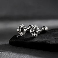 Luxe 316L roestvrijstalen Fleur-de-lis kruis oorhangers, waterdicht, verkleuringsvrij, vintage gothic piercing sieraden voor unisex