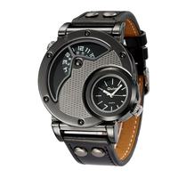 Jam Tangan Pria OULM 9591 Terbaru, Merek Ternama, Desain Fashion dengan Dial Besar, Nouveau Montre Homme De Marque, Dual Time, Tali Kulit, Kasual, Quartz