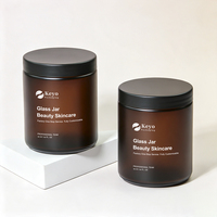 Bouteilles en verre rondes à large ouverture de 150 ml, 180 ml, 250 ml, ambre givré, pour soins de santé, pots cosmétiques pour capsules de compléments alimentaires, pilules de vitamines