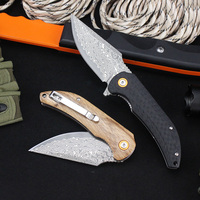 Couteau pliant tactique GT-DM019 en acier Damas, haute dureté, manche G10, Tunafire
