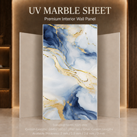 Panneau mural en PVC marbré bleu or UV MORLENX, haute brillance, facile à nettoyer, pour la décoration de la maison et la rénovation d'hôtels