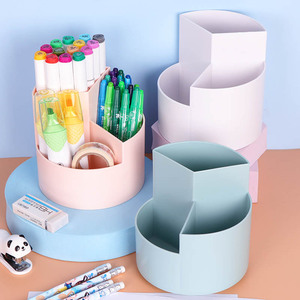 SUNSHING Space-Saving Craft Brush Holder <b>Compact</b> 3 Slots 360-Degree Spinning Stationery Desktop Organizer for Office, Art Supply - Product Image 1