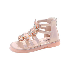 Sandalias de Verano para Niñas, Estilo Coreano, con Lazo, Zapatos de Playa de Princesa, Plantilla de PU Suave, Transpirables, Sandalias Romanas Planas para Niñas - Product Image 1