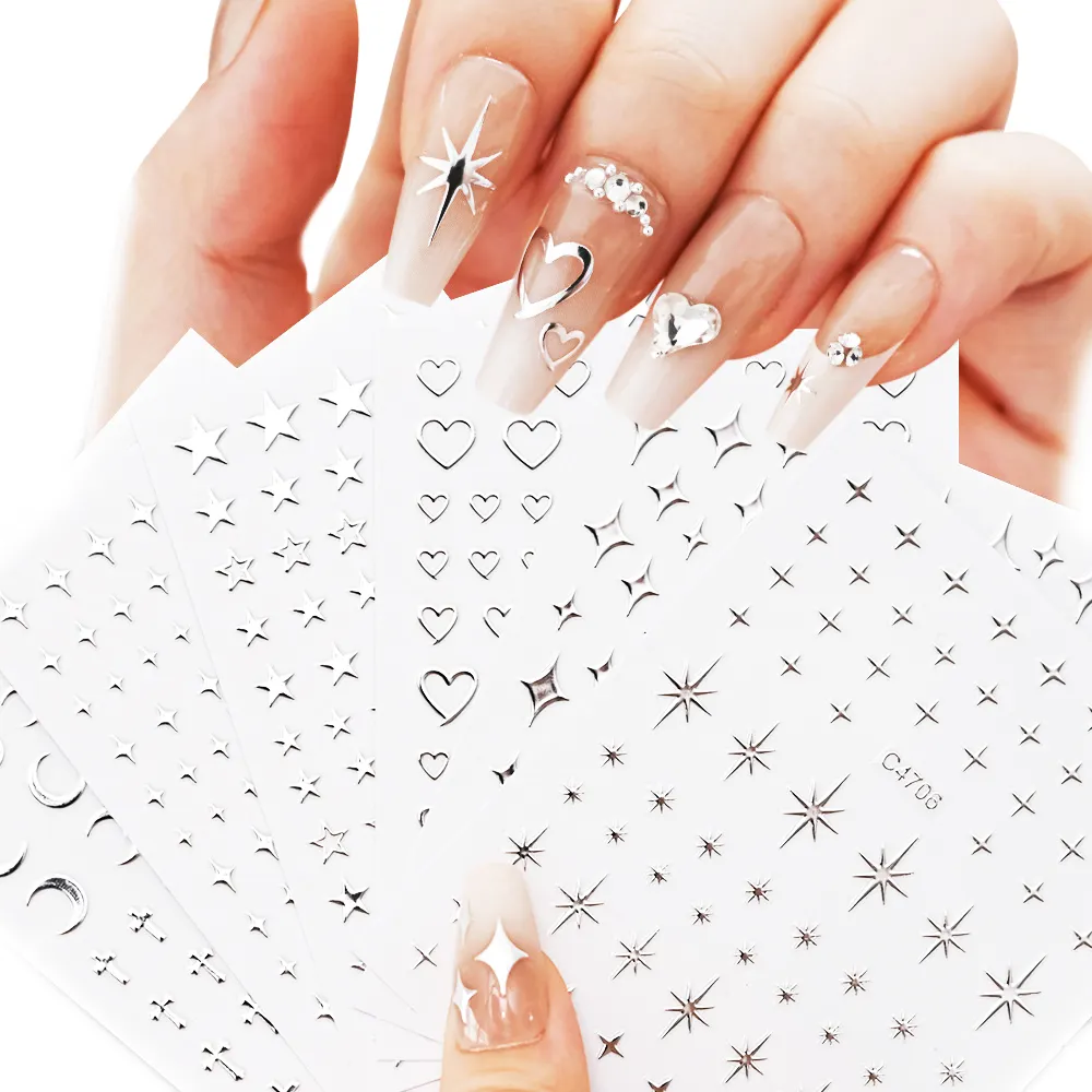 Bling Silver Nail Art Sticker Self Adhesive High Quality