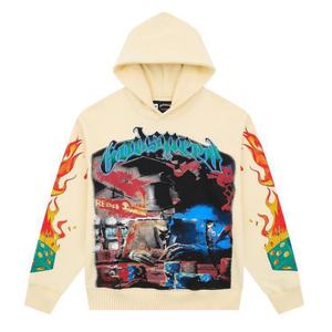 Sweat-shirt à capuche 100% coton pour homme, surdimensionné, lourd, vêtements de rue d'hiver, imprimé de dessins animés, technique de lavage à chaud, tricoté - Product Image 5