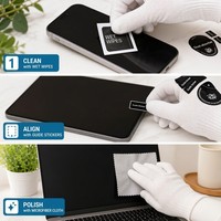 Kit de Nettoyage d'Écran Professionnel Jetable Carré Multi-Appareils Écologique avec Enveloppe, Chiffon en Microfibre Suédée et Lingette Pré-Imprégnée d'Alcool