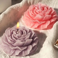 Bougie parfumée à l'aromathérapie en forme de pivoine au design unique, décoration d'intérieur classique, souvenir romantique pour la fête des pères, cire de soja et de noix de coco