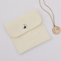 PUPPYSEW Pochette à Bijoux Microfibre Kaki Avec Insert Collier Boucle d'Oreille, Sac d'Emballage Bague, Pochette à Bijoux Velours Avec Logo