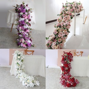 Chemin de table en fleurs de soie bleu gypsophile pour la décoration de salle de réception de mariage - Product Image 5