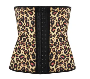 All'ingrosso De Tight Body Shapers donna Sexy Leopard Print Latex Waist Trainer 9 corsetto disossato in acciaio